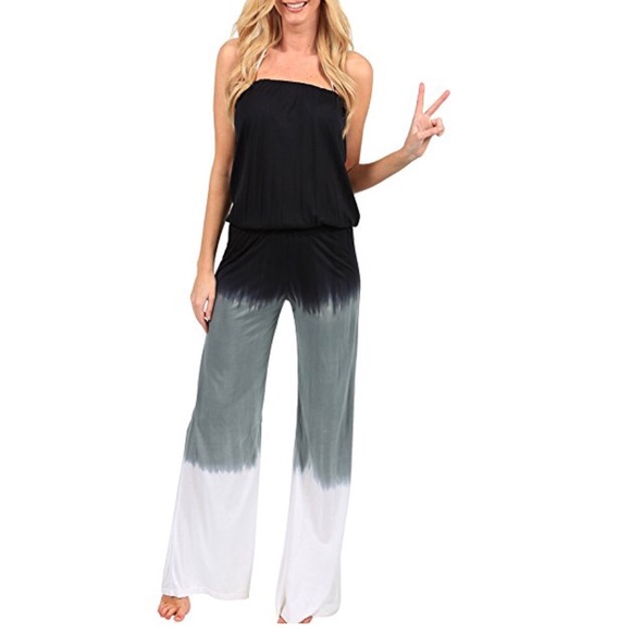 tie dye strapless jumpsuit